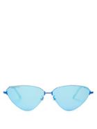 Matchesfashion.com Balenciaga - Invisible Cat Eye Mirrored Metal Sunglasses - Womens - Blue