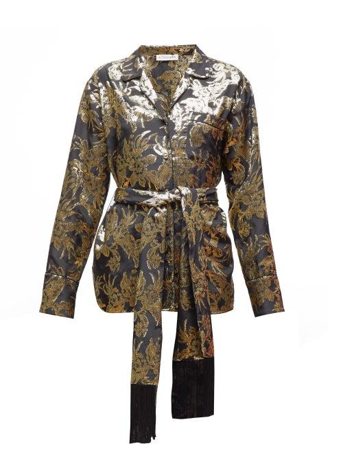 Matchesfashion.com Altuzarra - Enid Floral Metallic Jacquard Shirt - Womens - Black Multi