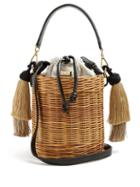 Matchesfashion.com Wai Wai - Sabia Woven Rattan Bucket Bag - Womens - Black Cream