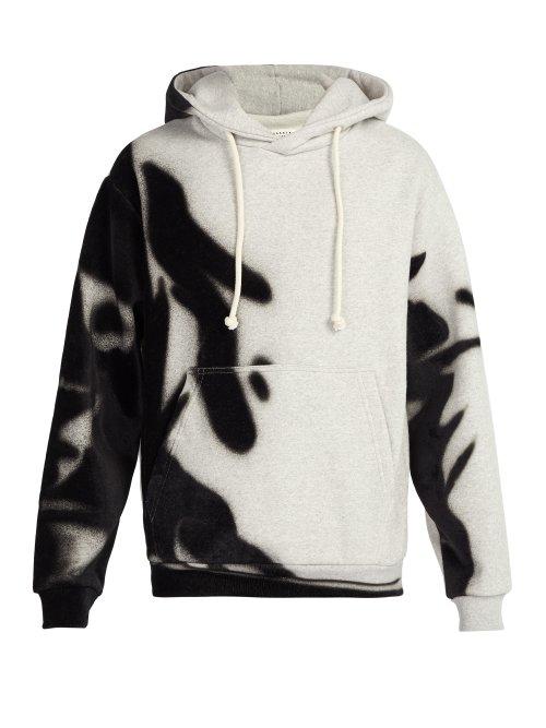 Matchesfashion.com Maison Margiela - Spray Paint Cotton Hooded Sweatshirt - Mens - Light Grey