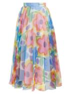 Matchesfashion.com Christopher Kane - Floral Print Pleated Organza Skirt - Womens - Multi