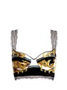 Versace Native American-print Satin-silk Cropped Top