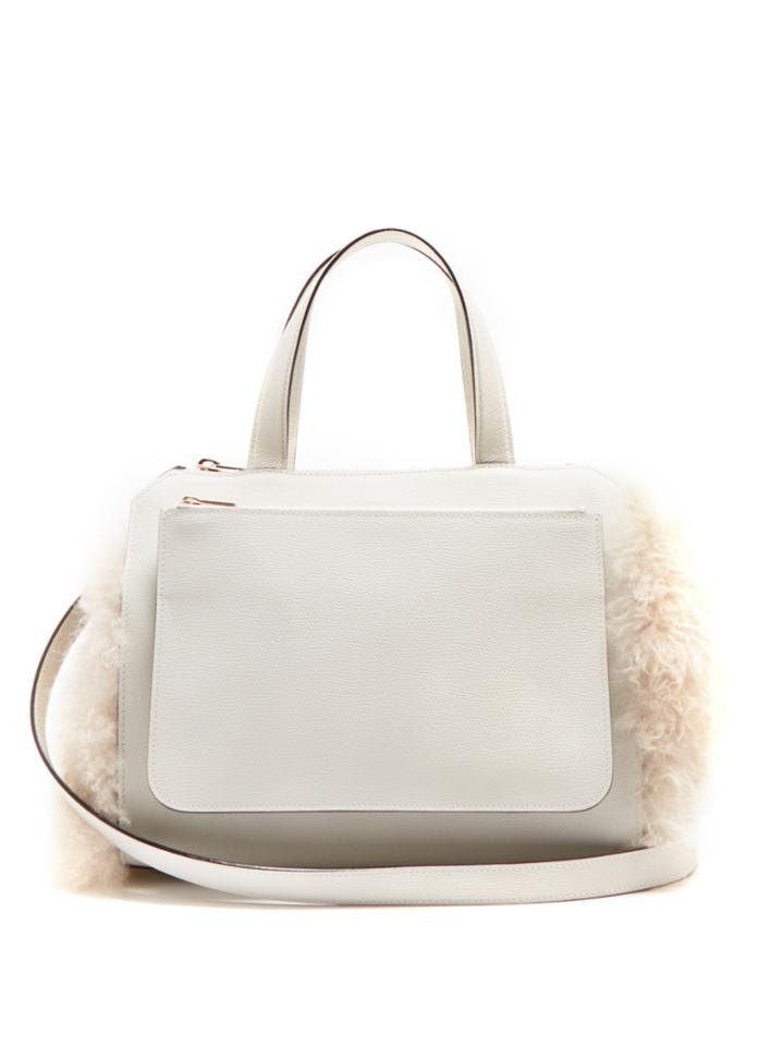 Valextra Passepartout Medium Shearling-trimmed Leather Bag