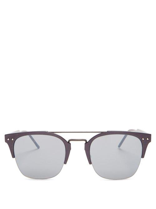 Matchesfashion.com Bottega Veneta - Square Frame Sunglasses - Mens - Blue