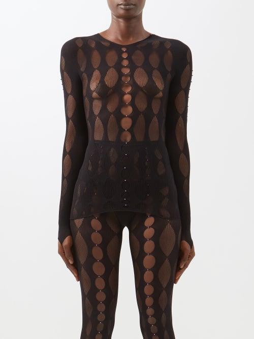 Rui - Cutout Mesh Top - Womens - Black