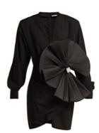 Matchesfashion.com Alessandra Rich - Taffeta Bow Wool Blend Crepe Mini Dress - Womens - Black