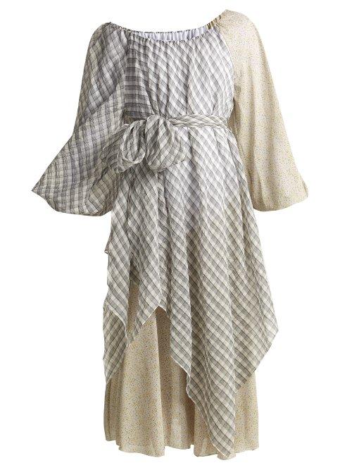 Matchesfashion.com Anna October - Off The Shoulder Printed Cotton Blend Dress - Womens - White Multi