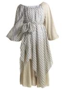Matchesfashion.com Anna October - Off The Shoulder Printed Cotton Blend Dress - Womens - White Multi