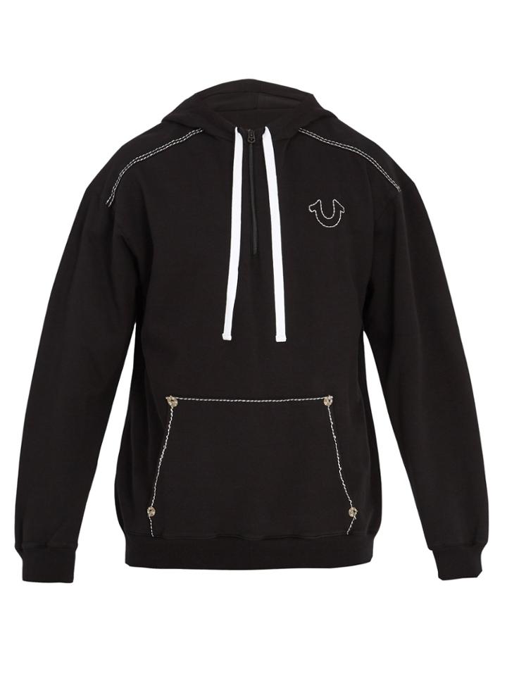 True Religion Contrast-stitch Hooded Cotton Sweatshirt