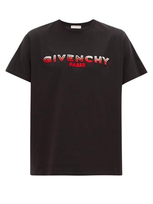 Matchesfashion.com Givenchy - Chenille-logo Cotton T-shirt - Mens - Black