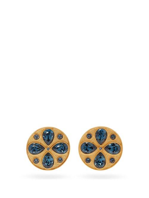 Matchesfashion.com Rebecca De Ravenel - Pamina 24kt Gold Plated Earrings - Womens - Blue