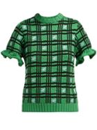 Matchesfashion.com Shrimps - Fio Checked Wool Blend Sweater - Womens - Green Multi