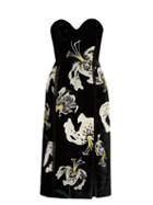 Erdem Rebecca Embroidered Velvet Strapless Dress