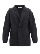 Matchesfashion.com Inis Mein - Notched-lapel Wool-blend Cardigan - Mens - Dark Grey