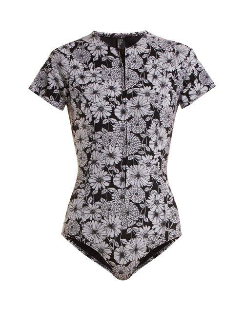 Matchesfashion.com Lisa Marie Fernandez - Farrah Floral Print Bonded Swimsuit - Womens - Black White