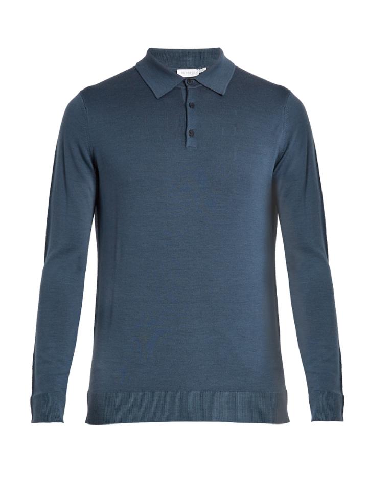 Sunspel Long-sleeved Wool Polo Shirt