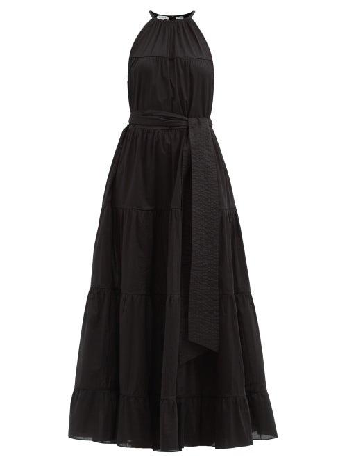 Matchesfashion.com Rhode - Julia Tiered Halterneck Cotton Dress - Womens - Black