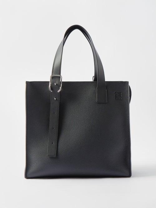 Loewe - Buckle Grained-leather Tote - Mens - Black