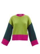 Marni - Colour-block Cashmere Sweater - Womens - Green Multi