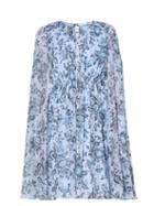 Matchesfashion.com Erdem - Austin Cape-sleeves Floral-print Voile Dress - Womens - Blue Multi