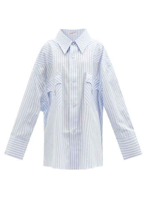 Matchesfashion.com Vaquera - Oversized Striped Cotton-poplin Shirt - Womens - Blue White