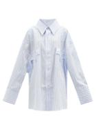 Matchesfashion.com Vaquera - Oversized Striped Cotton-poplin Shirt - Womens - Blue White