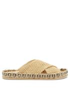 Matchesfashion.com Fendi - Reflections Ff-woven Faux-raffia Espadrille Slides - Mens - Brown