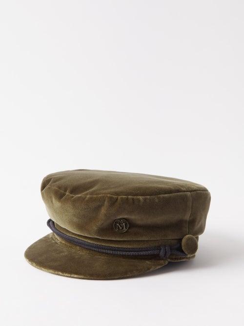 Maison Michel - Abby Velvet Sailor Cap - Womens - Khaki Green