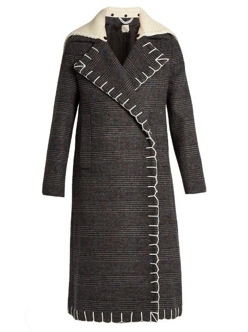 Edun Nub Double-breasted Checked Wool Coat