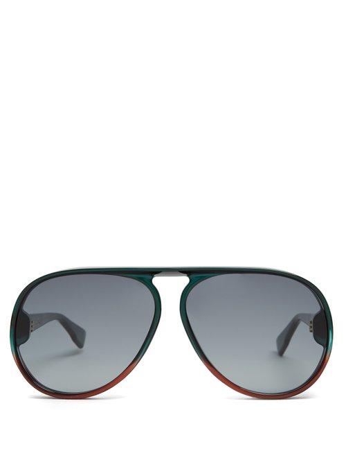Matchesfashion.com Dior Eyewear - Diorlia Aviator Sunglasses - Womens - Green Multi