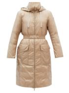 Ladies Rtw Moncler - Ecbalie Logo-appliqu Quilted Down Coat - Womens - Beige