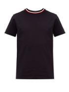 Matchesfashion.com Moncler - Maglia Tricolour Trim Cotton Jersey T Shirt - Mens - Navy