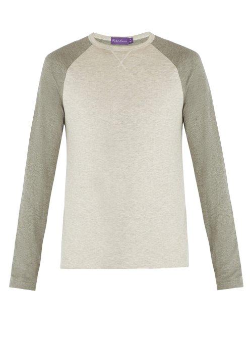 Matchesfashion.com Ralph Lauren Purple Label - Two Tone Long Sleeved T Shirt - Mens - Grey
