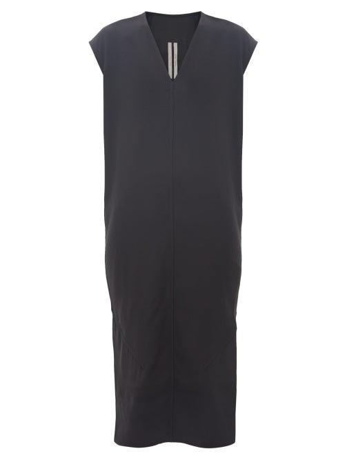 Matchesfashion.com Rick Owens Drkshdw - V-neck Side-slit Crepe Dress - Womens - Black