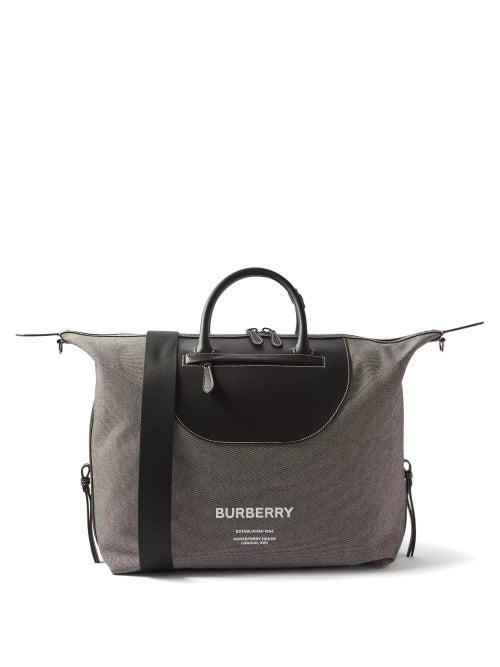 Burberry - Horseferry Logo-print Leather-trim Canvas Holdall - Mens - Grey