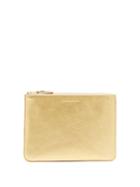 Matchesfashion.com Comme Des Garons Wallet - Logo-print Leather Pouch - Womens - Gold