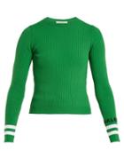 Matchesfashion.com Valentino - Crew Neck Ribbed Knit Sweater - Womens - Green Multi