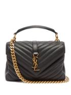 Matchesfashion.com Saint Laurent - College Monogram Quilted Leather Cross Body Bag - Womens - Black