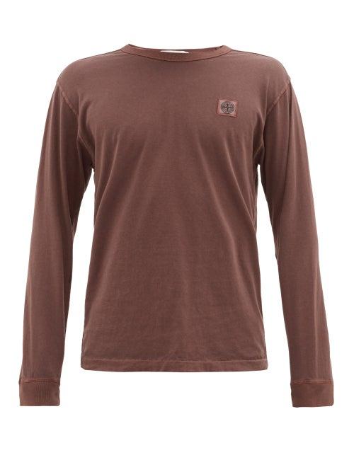 Matchesfashion.com Stone Island - Logo-patch Long-sleeved Cotton T-shirt - Mens - Brown