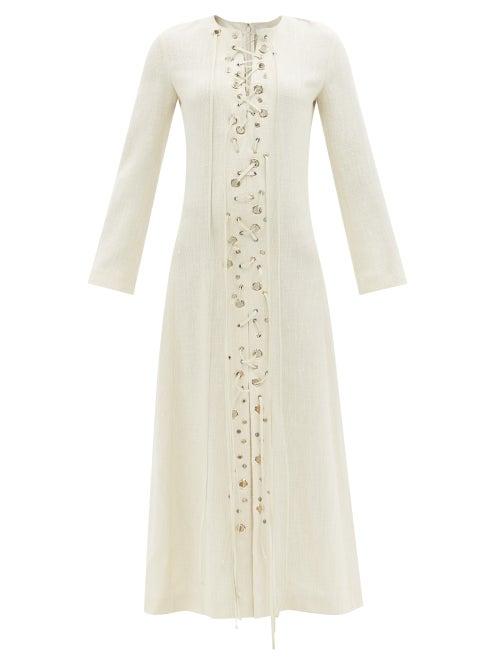 Chlo - Eyelet-embellished Silk-blend Maxi Dress - Womens - Cream