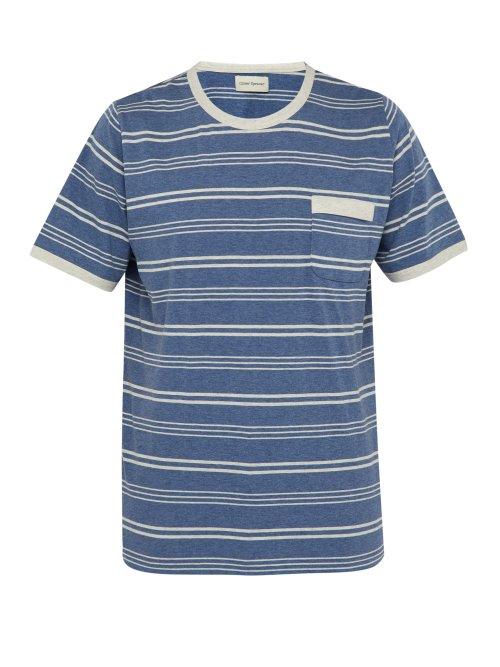 Matchesfashion.com Oliver Spencer - Envelope Striped Cotton Jersey T Shirt - Mens - Blue