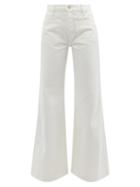 Ladies Rtw Nili Lotan - Florence High-rise Flared-leg Jeans - Womens - Cream