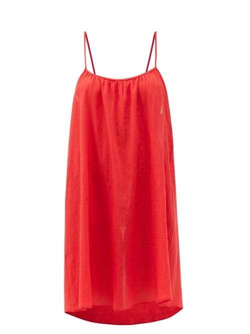 Ladies Lingerie Loup Charmant - Racerback Organic-cotton Voile Slip Dress - Womens - Red