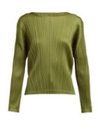 Matchesfashion.com Pleats Please Issey Miyake - High Neck Pleated Top - Womens - Khaki