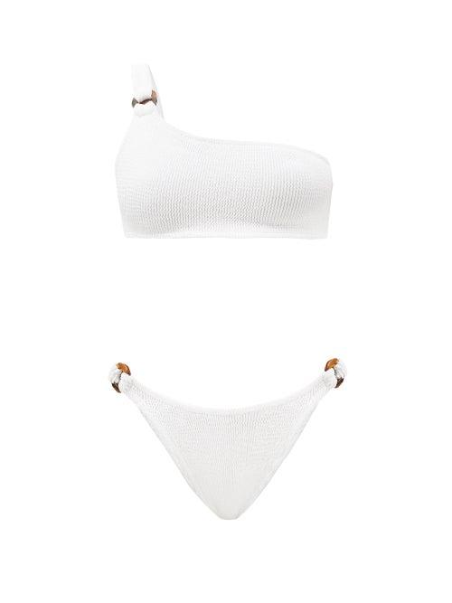 Ladies Beachwear Hunza G - Zadie One-shoulder Crinkle-jersey Bikini - Womens - White