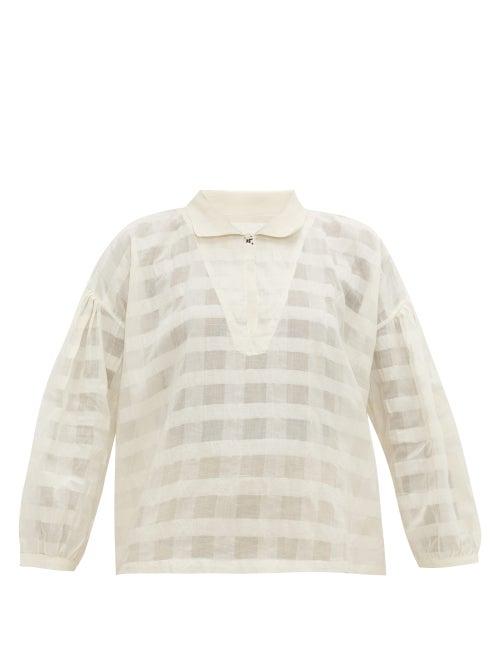 Matchesfashion.com Story Mfg. - Amber Striped Organic-cotton Blouse - Womens - White