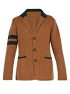 Matchesfashion.com The Gigi - College Contrast Stripe Wool Cardigan - Mens - Tan