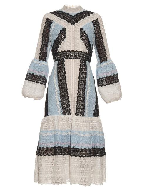 Erdem Sandra Tri-colour Lace Dress
