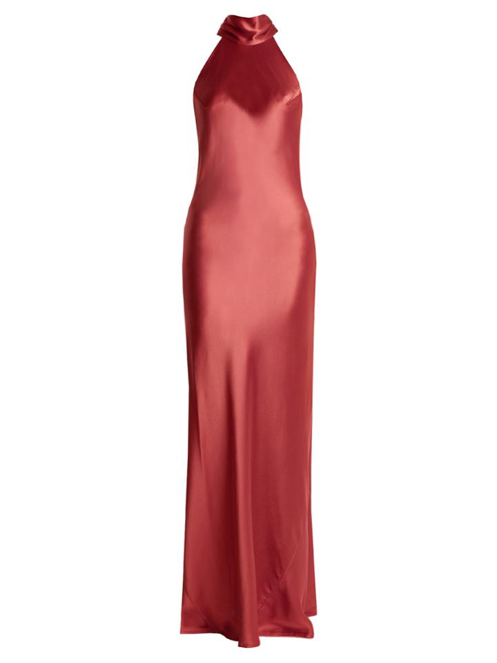 Galvan Halterneck Silk-satin Gown