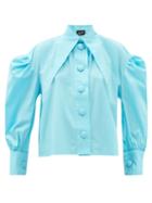 Elzinga - Exaggerated-collar Cotton-poplin Shirt - Womens - Light Blue